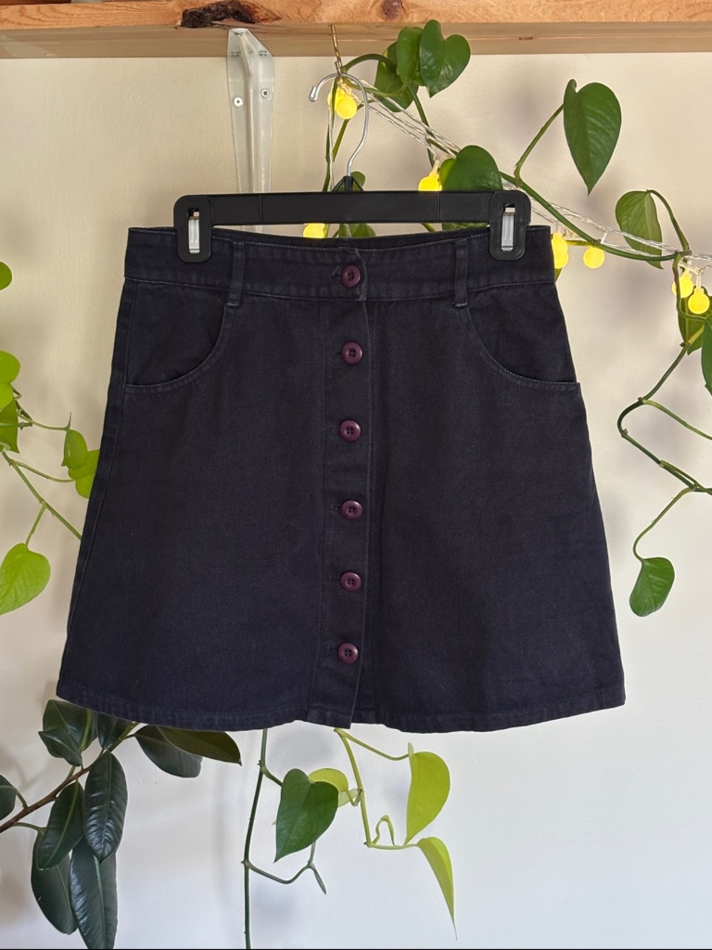 Jungmaven Navy Button-Front Mini Skirt